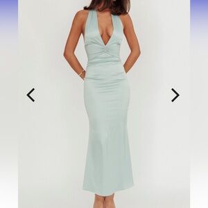 Selfie Leslie Halter Neck Dress in Light Blue